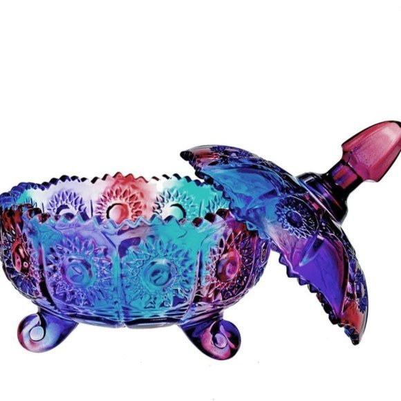 Free People 7oz Crystal Clear Glass Royal Embossed Apothecary Jar With Lids - Picture 2 of 7